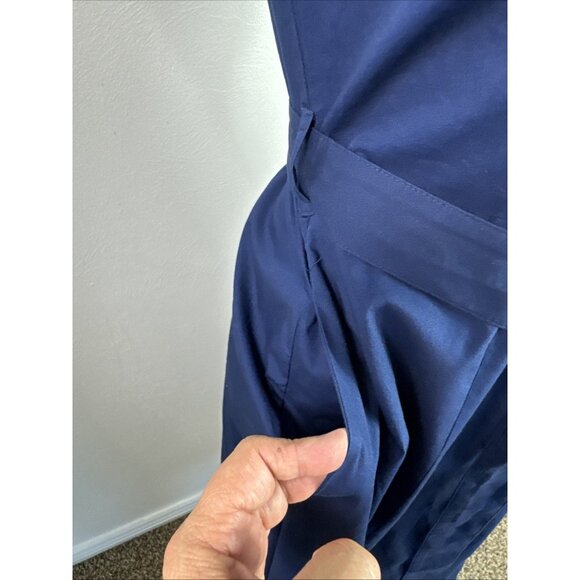 J.Crew Women's 0 Sleeveless Button Front Sweetheart Dress Blue Belt NWT - FLAW - Picture 5 of 14